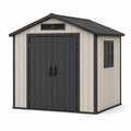 Abri de jardin 213 x 130 x 190 cm en acier beige et noir avec portes doubles pour rangement extérieur