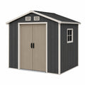 Abri de jardin 238 x 191 x 226 cm en acier anthracite et beige avec double porte et ventilation