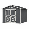 Abri de jardin 240 x 180 x 200 cm en résine gris anthracite blanc pour rangement extérieur style contemporain