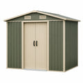 Abri de jardin 213 x 130 x 173 cm en acier vert beige à double porte ventilé