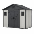 Abri de jardin 183 x 183 x 202 cm en résine gris clair anthracite à double porte ventilé