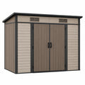 Abri de jardin 180 x 120 x 190 cm en résine gris taupe avec double porte ventilé