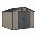 Abri de jardin 213 x 191 x 195 cm en résine gris brun avec double porte ventilé