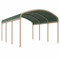 Abri voiture 500 x 300 x 250 cm acier beige et polycarbonate vert à toit arqué