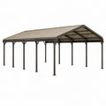 Carport 600 x 300 x 270 cm acier brun avec toit translucide pour extérieur