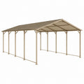 Abri voiture 600 x 300 x 270 cm en acier beige avec toit incliné
