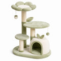 Arbre à chat 50 x 50 x 120 cm en sisal et tissu peluche vert avec niche plateformes et griffoirs