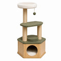 Arbre à chat 50 x 40 x 120 cm en bois et sisal vert avec niche et griffoirs