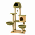 Arbre à chat 60 x 60 x 150 cm en sisal vert avec niches plateformes et hamacs