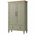 Armoire 100 x 55 x 190 cm en bois vert sauge style classique avec tiroir