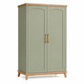 Armoire 100 x 55 x 190 cm en panneaux de bois vert sauge à 2 portes style scandinave