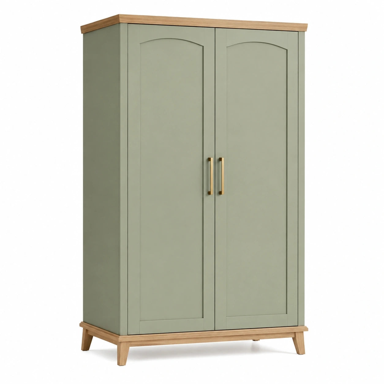 Armoire 100 x 55 x 190 cm en panneaux de bois vert sauge à 2 portes style scandinave