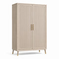 Armoire 100 x 45 x 180 cm en bois beige à 2 portes rainurées style contemporain