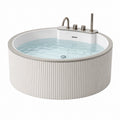 Baignoire îlot ronde diamètre 150 cm acrylique blanche avec robinetterie métal style contemporain